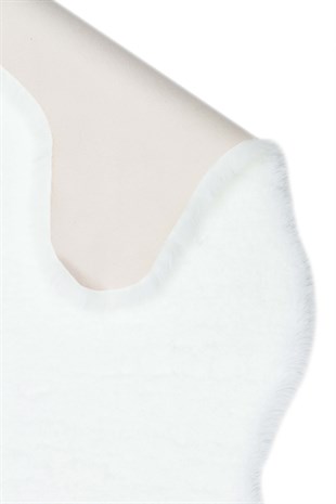 MOLLIS PLAIN MLS PLAIN QUARD WHITE  Yumuşak Tuşeli Yıkanabilir Kaymaz Tabanlı Suni Kürk