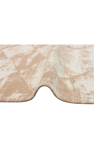 MONACO MN 01 CREAM  Hav Toz Vermez Yıkanabilir Modern Desenli Kaymaz İnce Dokuma Halı