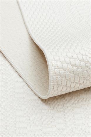 MONO LUX MNO LUX 02 WHITE  Kaymaz Tabanlı Modern Desenlere Sahip İnce Halı