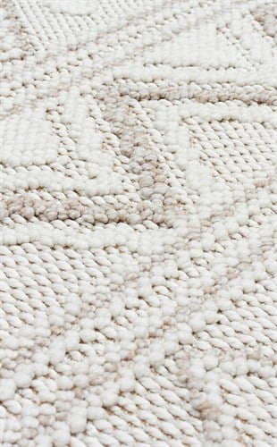 MOTTO MOT 03 WHITE BEIGE  Yumuşak Tuşeli Örgü Dokuma Modern Makine Halısı