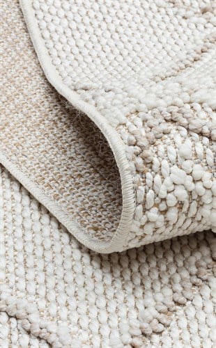 MOTTO MOT 03 WHITE BEIGE  Yumuşak Tuşeli Örgü Dokuma Modern Makine Halısı