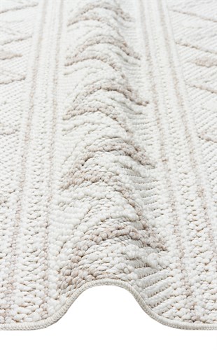 MOTTO MOT 03 WHITE BEIGE  Yumuşak Tuşeli Örgü Dokuma Modern Makine Halısı