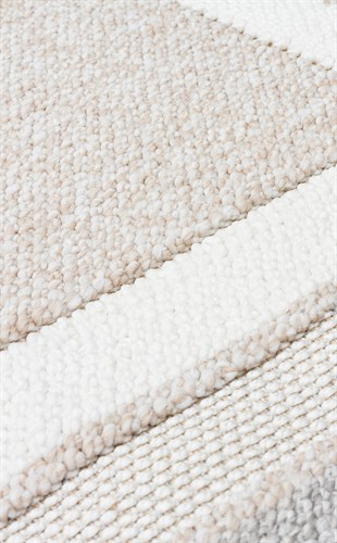 MOTTO MOT 04 BEIGE GREY  Yumuşak Tuşeli Örgü Dokuma Modern Makine Halısı