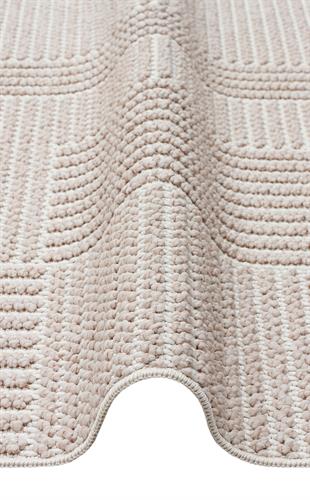 MOTTO MOT 12 BEIGE WHITE  Yumuşak Tuşeli Örgü Dokuma Modern Makine Halısı