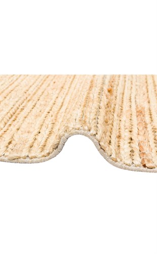 NETRA TRIPLE CREAM XW  Farklı Örgü Dokusuna Sahip El Dokuma Naturel Jüt Hasır Halı