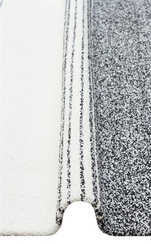 NEVADA NVD 02 WHITE BLACK  Özel Moroccon Tuşeli Hav Toz Vermez Kaymaz Tabanlı İnce Dokuma Modern Halı