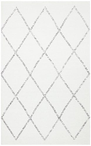 NEVADA NVD 03 WHITE BLACK  Özel Moroccon Tuşeli Hav Toz Vermez Kaymaz Tabanlı İnce Dokuma Modern Halı