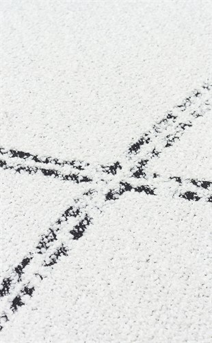 NEVADA NVD 03 WHITE BLACK  Özel Moroccon Tuşeli Hav Toz Vermez Kaymaz Tabanlı İnce Dokuma Modern Halı