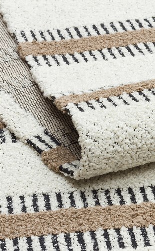 NEVADA NVD 04 WHITE BEIGE  Özel Moroccon Tuşeli Hav Toz Vermez Kaymaz Tabanlı İnce Dokuma Modern Halı