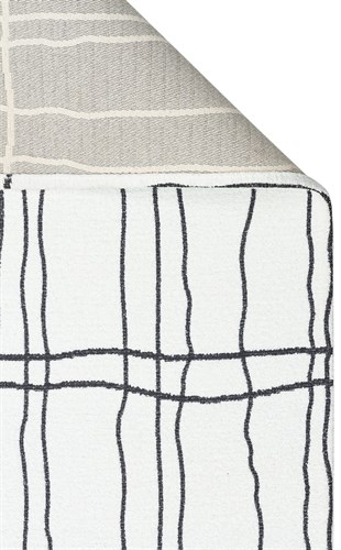 NEVADA NVD 05 WHITE BLACK  Özel Moroccon Tuşeli Hav Toz Vermez Kaymaz Tabanlı İnce Dokuma Modern Halı