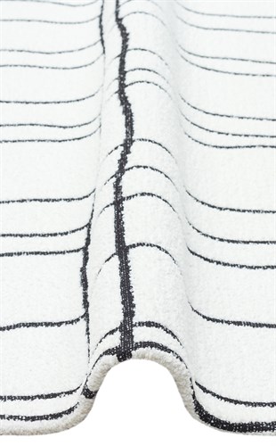 NEVADA NVD 05 WHITE BLACK  Özel Moroccon Tuşeli Hav Toz Vermez Kaymaz Tabanlı İnce Dokuma Modern Halı