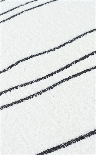 NEVADA NVD 05 WHITE BLACK  Özel Moroccon Tuşeli Hav Toz Vermez Kaymaz Tabanlı İnce Dokuma Modern Halı