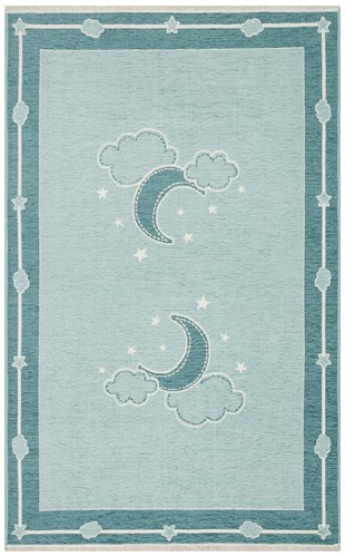 NOA BABY NB 01 BLUE  Yıkanabilir Çift Taraflı Yumuşak Dokulu İnce Çocuk-Bebek Odası Halısı