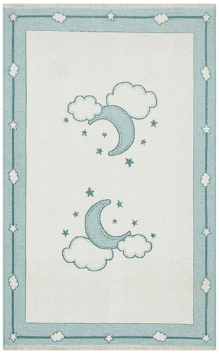 NOA BABY NB 01 BLUE  Yıkanabilir Çift Taraflı Yumuşak Dokulu İnce Çocuk-Bebek Odası Halısı