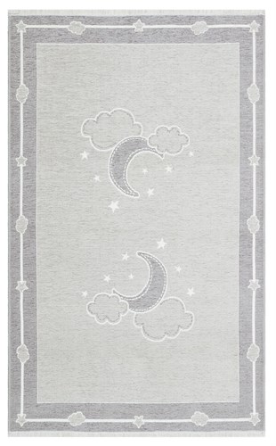 NOA BABY NB 01 GREY  Yıkanabilir Çift Taraflı Yumuşak Dokulu İnce Çocuk-Bebek Odası Halısı