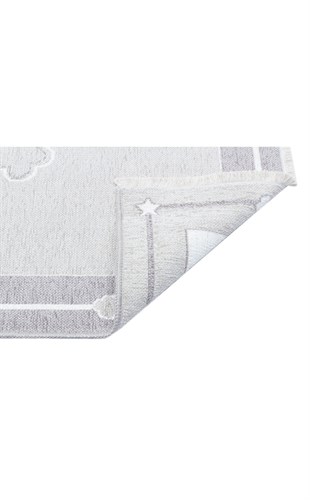 NOA BABY NB 01 GREY  Yıkanabilir Çift Taraflı Yumuşak Dokulu İnce Çocuk-Bebek Odası Halısı