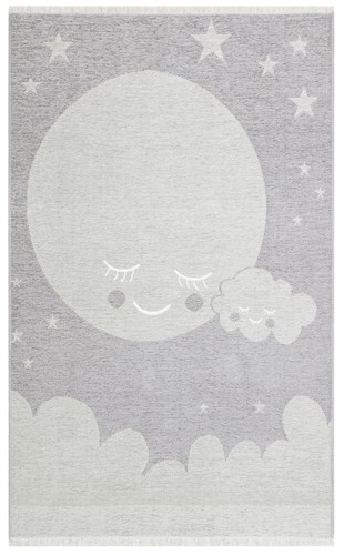 NOA BABY NB 02 GREY  Yıkanabilir Çift Taraflı Yumuşak Dokulu İnce Çocuk-Bebek Odası Halısı
