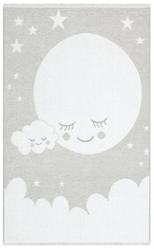 NOA BABY NB 02 GREY  Yıkanabilir Çift Taraflı Yumuşak Dokulu İnce Çocuk-Bebek Odası Halısı