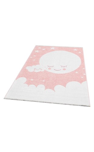 NOA BABY NB 02 PINK  Yıkanabilir Çift Taraflı Yumuşak Dokulu İnce Çocuk-Bebek Odası Halısı
