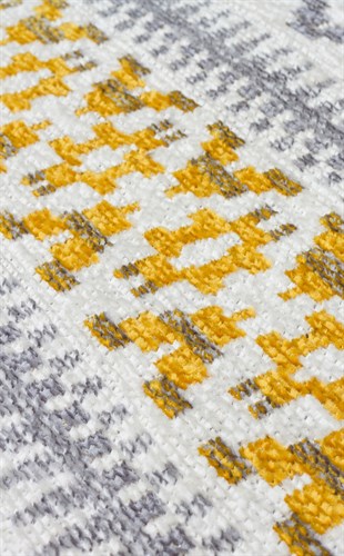 NOA NK 09 GREY YELLOW  Hav Toz Vermez Yıkanabilir Çift Taraflı İnce Modern İskandinav Kilim