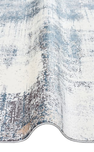 PASSAGE PLZ 01 CREAM NAVY  Yumuşak Tuşeli Sık Dokuma Modern Halı