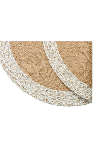 PATNA PTN 02 NATURAL WHITE  Jüt Hasır Görünümlü Hav Toz Vermez Örgü Halı