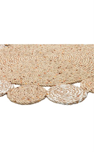 PATNA PTN 03 NATURAL WHITE  Jüt Hasır Görünümlü Hav Toz Vermez Örgü Halı