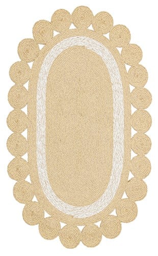 PATNA PTN 04 NATURAL WHITE  Jüt Hasır Görünümlü Hav Toz Vermez Örgü Halı