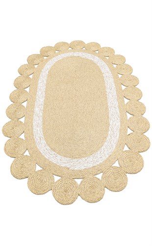 PATNA PTN 04 NATURAL WHITE  Jüt Hasır Görünümlü Hav Toz Vermez Örgü Halı