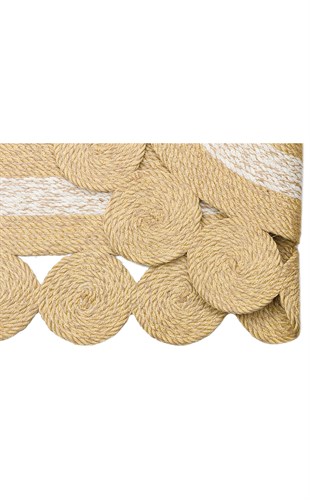 PATNA PTN 04 NATURAL WHITE  Jüt Hasır Görünümlü Hav Toz Vermez Örgü Halı