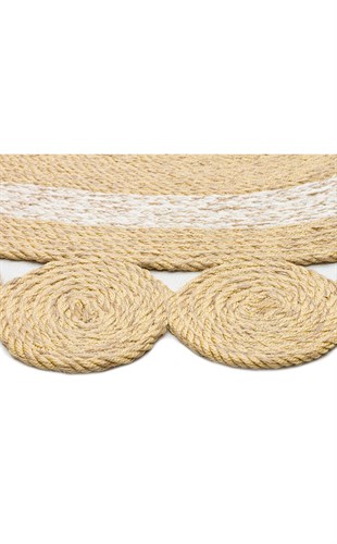 PATNA PTN 04 NATURAL WHITE  Jüt Hasır Görünümlü Hav Toz Vermez Örgü Halı