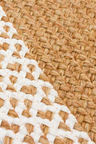PATNA PTN 19 NATURAL WHITE  Jüt Hasır Görünümlü Hav Toz Vermez Örgü Halı 