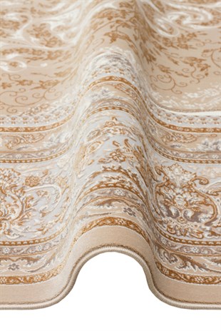 PERSIAN PER 01 BEIGE  Klasik Desenli Yüksek Kalite Sıkı ve İnce Dokuma Yaklaşık 3 Milyon Point Makine Halısı