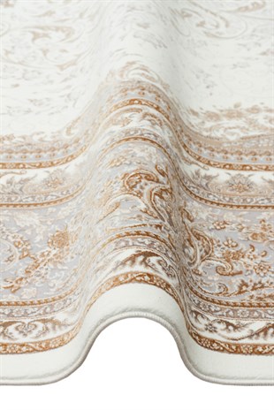 PERSIAN PER 01 CREAM  Klasik Desenli Yüksek Kalite Sıkı ve İnce Dokuma Yaklaşık 3 Milyon Point Makine Halısı