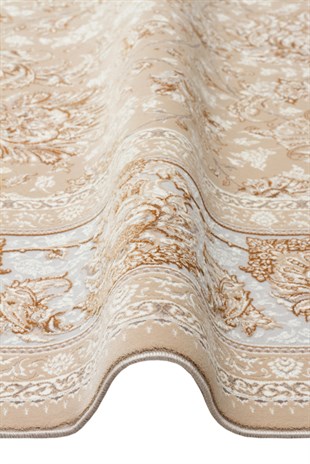 PERSIAN PER 02 BEIGE  Klasik Desenli Yüksek Kalite Sıkı ve İnce Dokuma Yaklaşık 3 Milyon Point Makine Halısı