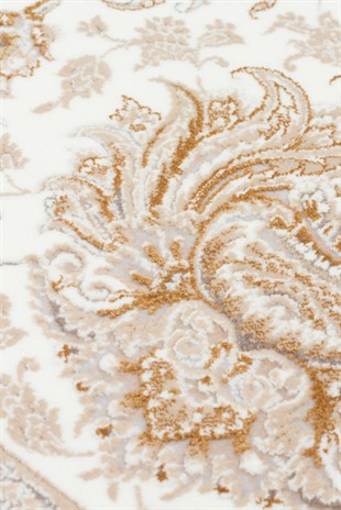 PERSIAN PER 02 CREAM  Klasik Desenli Yüksek Kalite Sıkı ve İnce Dokuma Yaklaşık 3 Milyon Point Makine Halısı