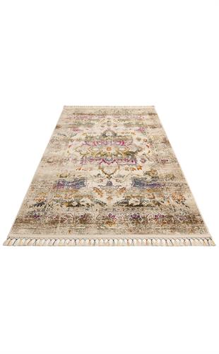 PETRA PR 06 MULTY  Hav Toz Vermez Etnik ve Modern Desenli Renkli Saçaklı Halı