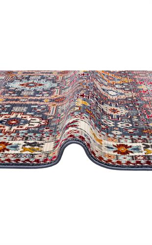 PETRA PR 07 MULTY  Hav Toz Vermez Etnik ve Modern Desenli Renkli Saçaklı Halı