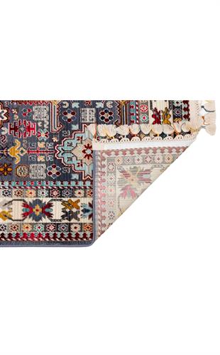 PETRA PR 07 MULTY  Hav Toz Vermez Etnik ve Modern Desenli Renkli Saçaklı Halı