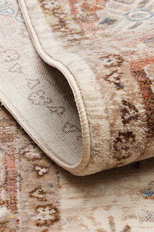PIETRA PTA 22 CREAM BROWN Sıcak Renk Tonlu Etnik Desenli Yumuşak Dokulu Makine Halısı