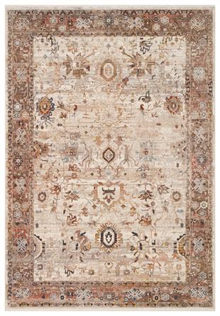 PIETRA PTA 22 CREAM BROWN Sıcak Renk Tonlu Etnik Desenli Yumuşak Dokulu Makine Halısı