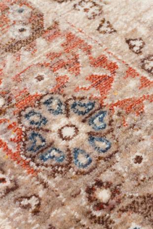 PIETRA PTA 22 CREAM BROWN Sıcak Renk Tonlu Etnik Desenli Yumuşak Dokulu Makine Halısı