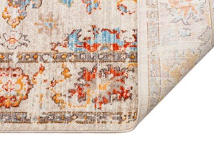 PIETRA PTA 23 CREAM TERRA  Sıcak Renk Tonlu Etnik Desenli Yumuşak Dokulu Makine Halısı