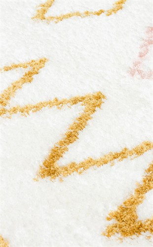 RIGA KIDS RGK 01 YELLOW PINK  Hav Toz Vermez Ekstra Yumuşak Dokulu Makine Halısı