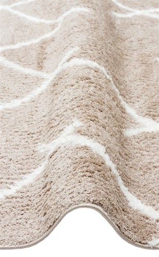 RIGA RG 01 BEIGE WHITE  Hav Toz Vermez Ekstra Yumuşak Dokulu Makine Halısı