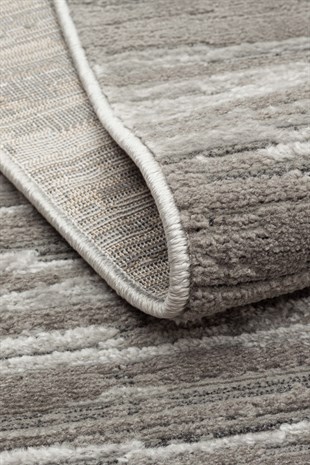 RIVERA RVR 01 GREY  Modern ve Klasik Desenli Yüksek Alçak Çift Boyutlu Dokumaya Sahip Yumuşak Tuşeli Makine Halısı