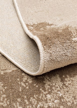 RIVERA RVR 03 BEIGE  Modern ve Klasik Desenli Yüksek Alçak Çift Boyutlu Dokumaya Sahip Yumuşak Tuşeli Makine Halısı