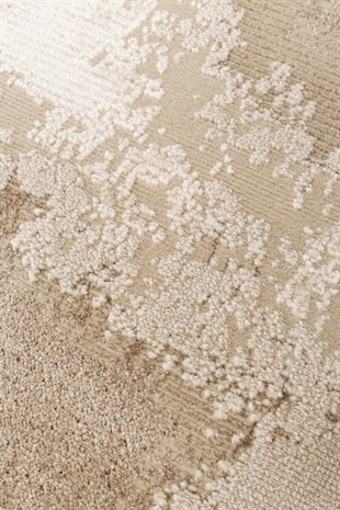 RIVERA RVR 03 BEIGE  Modern ve Klasik Desenli Yüksek Alçak Çift Boyutlu Dokumaya Sahip Yumuşak Tuşeli Makine Halısı