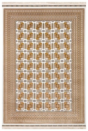 SATEEN AFGHAN SFG 02 BEIGE  Yıkanabilir Afgan Desenli Hav Toz Vermeyen Kaymaz Tabanlı Sık Dokuma Halı