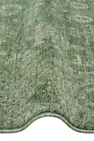 SHIRAZ SHR 02 GREEN  Vintage Eskitme Desenli Modern Yumuşak Dokulu Makine Halısı